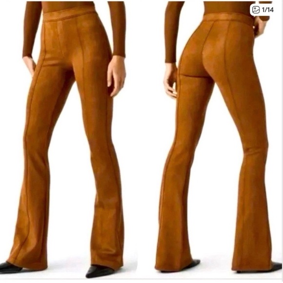 SPANX Pants - Spanx Faux Suede Flare‎ Pants in Rich Caramel Seamed Pull On 20323R Size XL